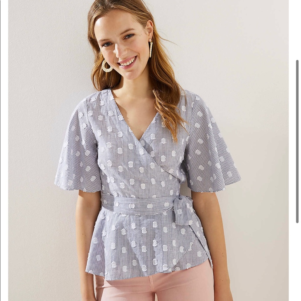 Loft Polka Dot Wrap Top